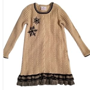 Hanna Andersson Wool Christmas Holiday Snowflake Cable Knit Sweater Dress Size 5